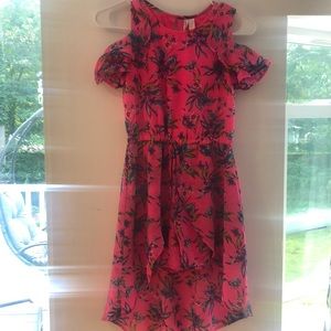 Floral pink shorts romper dress